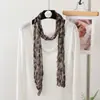 Bufanda Larga de Algodón y Lino Plisada Ajustada Nueva Combinación de Ropa Bufanda de Seda con Estampado de Lunares y Leopardo Bufanda Larga de Punto Fino Estrecho con Trenzas