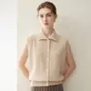 Colete de Cashmere Feminino Puro Cashmere Outono Inverno Novo Estilo Trançado Gola Lapela Sem Manga Tricô Cardigã Quente Novo Cardigã