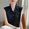 Verano 2025 Transfronterizo Nuevo Estilo para Mujer Cuello en V Lateral Camiseta sin Mangas Chaleco Top Versátil Camisola Verano Fino para Mujer
