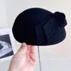 Boina Perforada Estilo Tweed para Mujer Otoño e Invierno Sombrero de Fieltro de Lana Australiana Sombrero de Celebridad Sombrero de Azafata de Moda