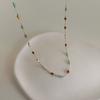 Collar de cuentas de cristal de piedra natural de colores para mujer, estilo coreano, con personalidad de nicho, sencillo y combinable, con cadena de clavícula.