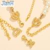 Pulseira Banhada a Cobre Ouro 18K Verdadeiro Micro Diamante Fecho Lagosta Acessórios para Cabeça Ouro Branco Fileira Dupla Pérola Espiral Corrente Extensora Fecho
