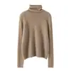 Suéter de cachemira para mujer, 100% cachemira de cabra pura, nuevo suéter de punto cálido de moda versátil color liso con cuello alto