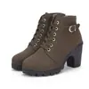 Amazon Otoño e Invierno Nuevas Botas de Mujer de Tacón Alto de Comercio Exterior Talla Grande Botas Cortas con Tira Cruzada Botas Martin de Tacón Grueso Botas de Piel en Stock