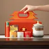 Juego de Té de Viaje Cultural y Creativo de la Ciudad Prohibida: Olla Única, Tres Tazas, Set de Té Rápido, Regalo de Negocio Portátil para Exteriores, Recipiente para Té, Bolsa de Viaje