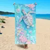 Amazon Cross-Border Estilo Verão Férias na Praia Toalha de Praia Microfibra Tartaruga Marinha Azul Toalha Esportiva