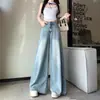 Jeans de Pierna Ancha Sueltos Talla Grande para Mujer Verano 2025 Delgados Rectos de Tiro Alto Aspecto Delgado Pantalones Largos