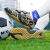 Chuteiras de Futebol Infantis para Alunos do Ensino Fundamental, Sapatos Planos para Competição e Treino para Meninos e Meninas, Cano Baixo com Travas Longas