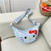 Bolsa de axila fofa estilo cartoon para meninas, bolsa de ombro versátil, bolsa transversal, bolsa em formato de bolinho, bolsa casual de lona para ciclismo