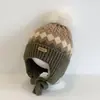 Chapéus Quentes de Inverno para Crianças Meninos e Meninas no Outono e Inverno, Chapéus à Prova de Vento com Proteção para Ouvidos para Bebês, Chapéus de Lã Grossos Tricotados