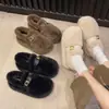 Zapatos de invierno cálidos estilo Chanel 2026, versátiles sin cordones, con aumento de altura, forrados de piel, nuevos y modernos, de algodón con suela gruesa