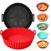 Esterilla de silicona para freidora de aire redonda transfronteriza, bandeja para hornear, resistente al aceite, resistente a altas temperaturas, bandeja para microondas, sartén para pizza