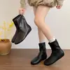 Botines Delgados Estilo Coreano Elásticos Moda Botines Tobilleros Mujer 2026 Suela Plana Punta Redonda Otoño Versátiles Botas de Mujer Botines Chelsea Negros