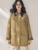 ShengduDescuento por tiempo limitado: Gabardina de estilo vintage con solapas de piel sintética de color contrastante y diseño de patchwork a cuadros