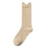 Calcetines de algodón peinado, alargados, de caña alta, para mujer, de media caña, cálidos, de color liso, antibolitas.