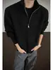 Cárdigan Suéter Gris Transfronterizo Otoño e Invierno Holgado Casual Perezoso Gama Alta Tendencia Americana Cuello Alto Cremallera Tejidos