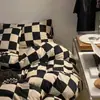 Nanjiren Ins Oso Tarjeta Blanca Juego de Cuatro Piezas Funda de Edredón de Algodón Lavado Juego de Tres Piezas de Sábana para Dormitorio de Estudiante de Cuatro Estaciones para Uso en la Cama