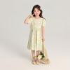 Pudding Roupas Infantis Vestido de Verão Saia Estilo Ocidental para Menina Verão 2025 Novo Algodão Infantil Versátil Vestido Jacquard