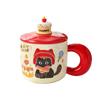 Taza de Gato de Dibujos Animados Taza de Cerámica Taza para Pareja Taza para Agua Caja de Regalo Cerámica con Tapa Alto Valor de Color Taza de Café para Oficina