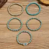 Temu Xiyin Producto Nuevo Transfronterizo Estilo Bohemio Turquesa Cuentas de Madera Accesorios de Aleación con Cuentas Hilo Elástico Pulsera para Mujer