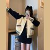 Chamarra Sudadera Bloque de Color para Mujer, Otoño 2026 Nuevo Estilo Coreano Holgada Versátil, Chaqueta de Béisbol Estilo Chanel Tendencia
