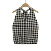 Cl2574-25 Nuevo Estilo de Verano Estilo Europeo y Americano Cuadros Con Cordones Halter Espalda Profunda Sin Espalda Lavado Tirantes Puros Chaleco