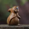 Ratón de Madera de Ciprés Tallado Adornos Ratón del Zodiaco de Sándalo Verde Pieza de Mano Ratón Pequeño Lindo Regalo de Cumpleaños para Niños
