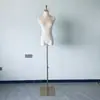 Vestido de noiva de veludo damasco modelo expositor para vitrine de loja de roupas femininas manequim de meio corpo ajustável suporte feminino