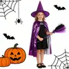 Capa de Halloween para niños, disfraz de actuación, capa de la Muerte Negra, capa de bruja de tela brillante, conjunto de capa roja