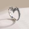 Anillo Abierto de Libélula Ins Coreano Ins Chapado en Plata Viejo Temperamento Mori Pluma Libélula Anillo de Dedo Suministro Transfronterizo