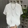 Camiseta de Manga Corta para Hombre de Moda Popular Verano Nicho Marca de Moda de Gama Alta Lujo Ligero Camiseta con Letras Manga Corta