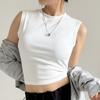 Camisola Blanca Pequeña de Algodón Puro para Mujer Verano Ropa Exterior Cubriente Paramilis Chaleco sin Mangas Base Interior Top Antirozaduras