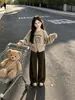 Conjunto de Suéter de Punto y Pantalones de Pierna Ancha para Niñas Conjunto de Dos Piezas para Niños Medianos y Mayores Estilo Casual Perezoso Dibujo Animado Lindo Atuendo de Moda