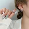 Pendientes retro con lazo negro y diamantes de imitación, exquisitos y ligeros pendientes de lujo con circonitas, joyería sencilla y dulce para mujer, aguja de plata S925