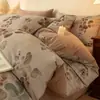 Juego de cuatro piezas vintage de algodón puro Clase A, funda nórdica y sábana de 100% algodón puro cepillado, juego de ropa de cama de tres piezas de lujo ligero para dormitorio