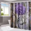 Cortina de ducha serie flores de madera transfronteriza, partición de separación de seco y húmedo para baño del hogar, cortina de ducha con impresión digital, cortina de ducha impermeable
