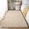 Alfombra Bronceada de Imitación de Pelo de Conejo de Lujo para Entrada Creativa, Manta de Felpa Cubierta Completa para Mesita de Noche del Hogar, Alfombra Rectangular Lavable, Felpudo
