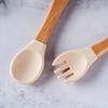 Cuchara tenedor de silicona de grado alimenticio para alimentación de bebés, vajilla para alimentos complementarios, cuchara suave, tenedor para comer, cuchara de silicona para bebés