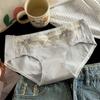 Ropa interior de algodón puro estilo francés para chica de té blanco, bragas de algodón con cintura baja y lazo para mujer.