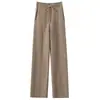 Novedad Otoño/Invierno Pantalones de Cachemira para Mujer Pantalones Gruesos de Cachemira de Pierna Ancha Adelgazantes Color Sólido Diseño con Costura Central con Cordón Pantalones Casuales