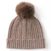 Gorro de cachemira para mujer, otoño e invierno, sencillo, combinable, de punto, con bola de pelo de zorro, cálido y grueso, 2024