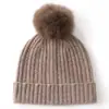 Nuevo Gorro de Cachemir Otoño/Invierno 2024 para Mujer, Gorro de Punto Simple y Versátil con Pompón de Piel de Zorro, Gorro Cálido y Engrosado para Clima Frío