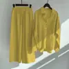 Conjunto Feminino de 2 Peças Amazon Transfronteiriço Retrô Tamanho Grande 2026 Conjunto de Camisa de Algodão e Linho Calças Soltas de Cintura Alta