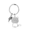 Llavero creativo de acero inoxidable con forma de gatito de dibujos animados, superventas, sencillo y a la moda, para parejas de gatos.