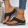 Zapatillas Chanclas de Cuña con Suela Gruesa Talla Grande Moda Casual Combinan con Todo Zapatos para Mujer Comercio Exterior Transfronterizo Verano 2024