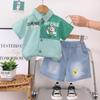 Traje de Verano para Niño 2024 Nueva Ropa para Niños Camisa de Verano para Niños Conjunto de Dos Piezas Estilo Occidental para Niño Manga Corta Guapo a la Moda