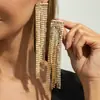 Brincos de Franja Longos de Corrente de Malha de Alumínio Moda Transfronteiriça Europeia e Americana Geométricos Exagerados de Metal Lantejoula Za para Mulheres