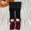 Leggings de forro polar para niñas de otoño e invierno, pantalones empalmados estilo calcetín con dibujos animados para niños, pantalones ajustados y adelgazantes para niñas