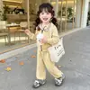 Conjunto de sudadera de color liso para niña estilo coreano, atuendo de dos piezas de moda primavera y otoño 2026 para niñas pequeñas con estilo