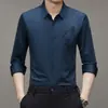 Camisa Casual de Manga Longa Estilo Pai para Homens, Colete Reversível, Fina, Moderna, Corte Solto, Camisa para Homens de Meia-Idade, Primavera e Outono de 2025
